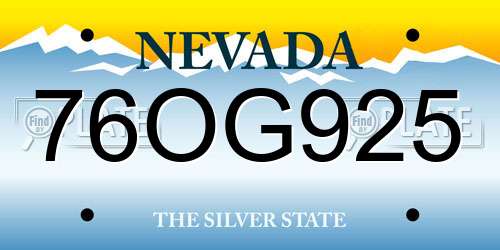 76OG925 Nevada License Plate