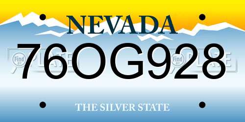 76OG928 Nevada License Plate