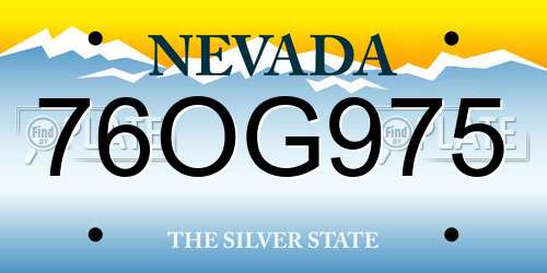 76OG975 Nevada License Plate