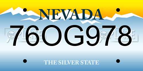 76OG978 Nevada License Plate
