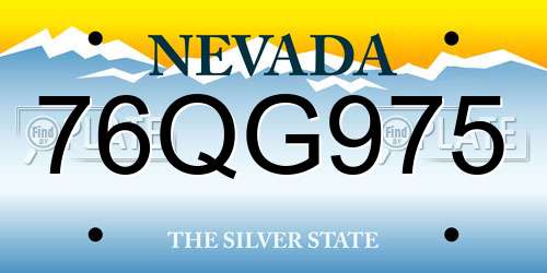 76QG975 Nevada License Plate