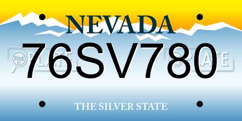 76SV780 Nevada License Plate