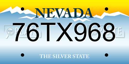 76TX968 Nevada License Plate