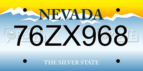 76ZX968 Nevada License Plate