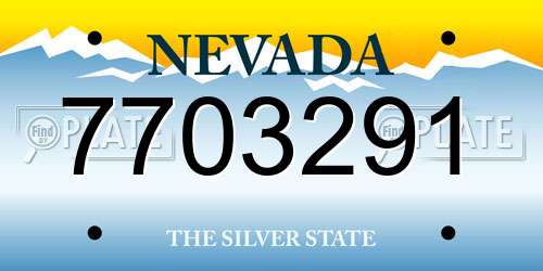 7703291 Nevada License Plate