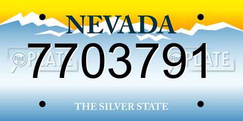 7703791 Nevada License Plate