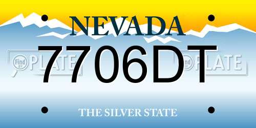 7706DT Nevada License Plate