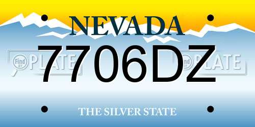 7706DZ Nevada License Plate