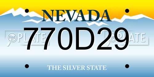 770D29 Nevada License Plate