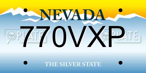 770VXP Nevada License Plate