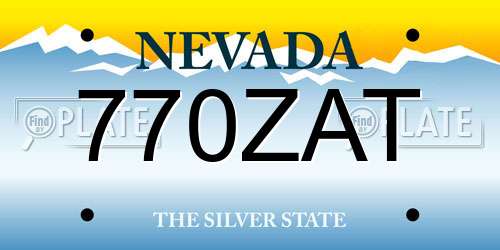 770ZAT Nevada License Plate