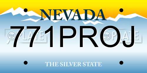 771PROJ Nevada License Plate