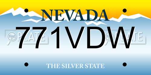 771VDW Nevada License Plate