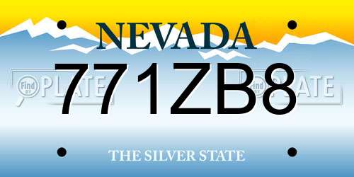 771ZB8 Nevada License Plate