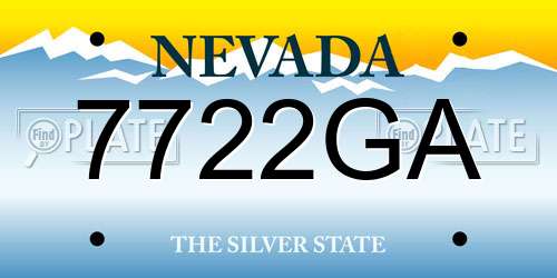 7722GA Nevada License Plate