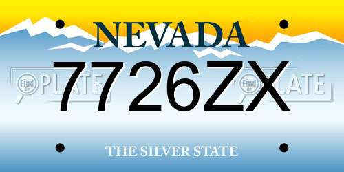 7726ZX Nevada License Plate