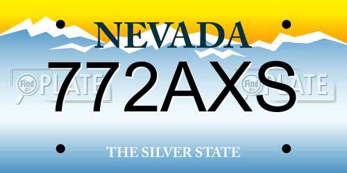 772AXS Nevada License Plate