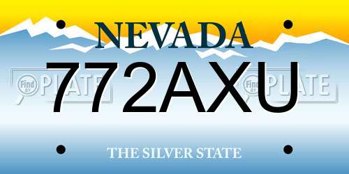 772AXU Nevada License Plate