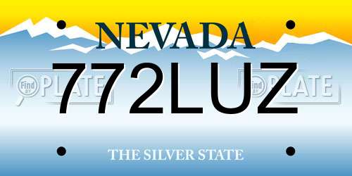 772LUZ Nevada License Plate