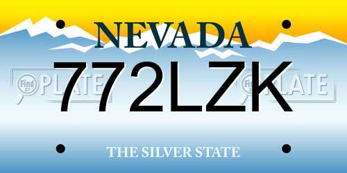 772LZK Nevada License Plate