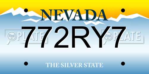 772RY7 Nevada License Plate