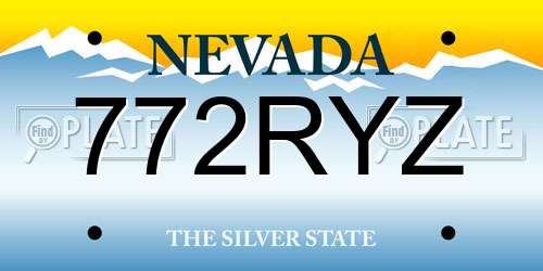 772RYZ Nevada License Plate