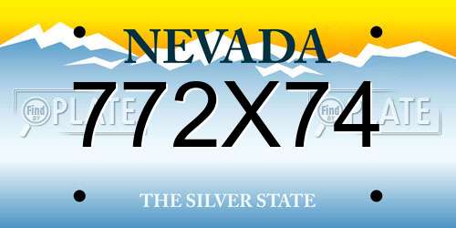 772X74 Nevada License Plate