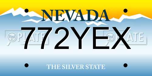 772YEX Nevada License Plate
