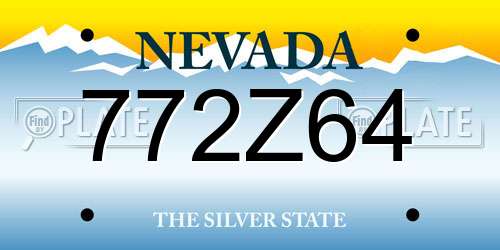 772Z64 Nevada License Plate