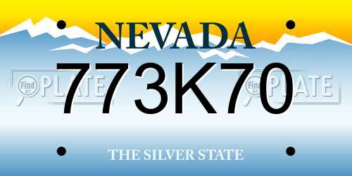 773K70 Nevada License Plate