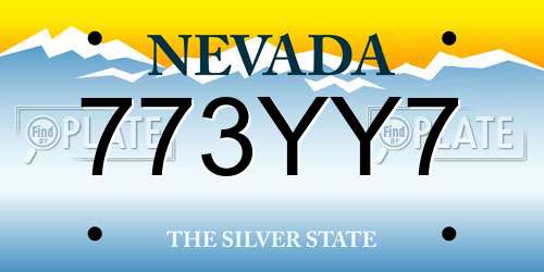 773YY7 Nevada License Plate