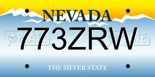 773ZRW Nevada License Plate