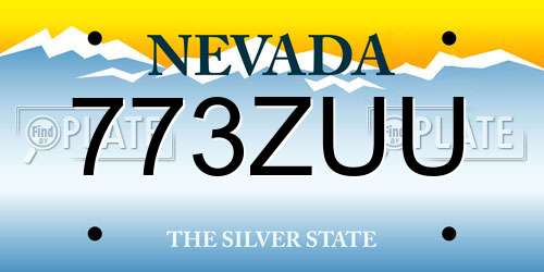 773ZUU Nevada License Plate
