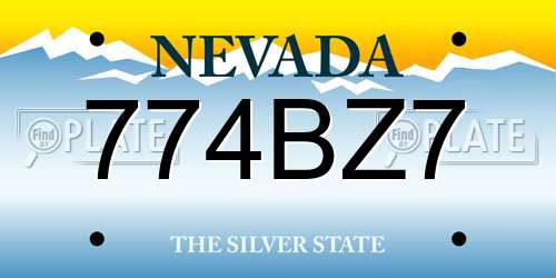 774BZ7 Nevada License Plate