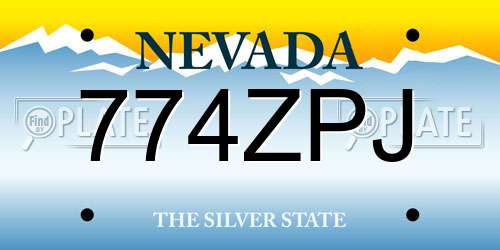 774ZPJ Nevada License Plate