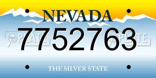 7752763 Nevada License Plate