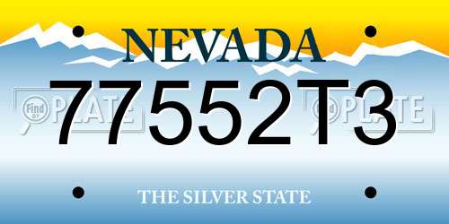 77552T3 Nevada License Plate