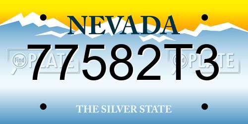 77582T3 Nevada License Plate