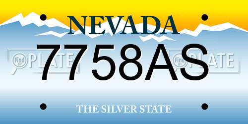 7758AS Nevada License Plate
