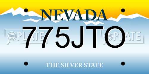 775JTO Nevada License Plate