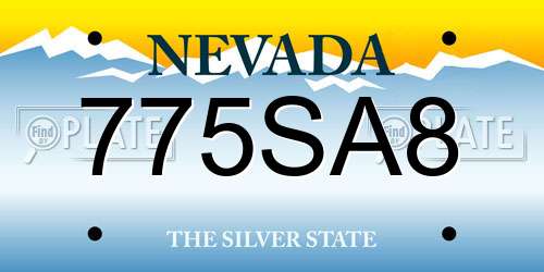 775SA8 Nevada License Plate