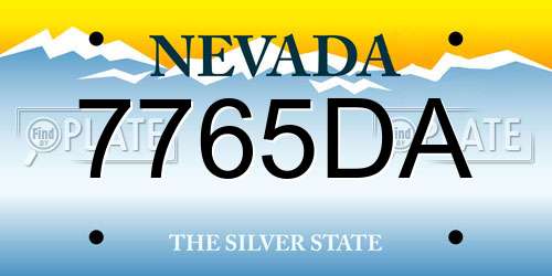 7765DA Nevada License Plate