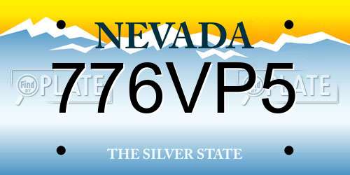 776VP5 Nevada License Plate