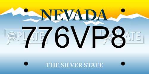 776VP8 Nevada License Plate