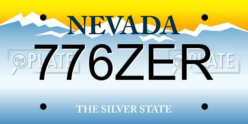 776ZER Nevada License Plate