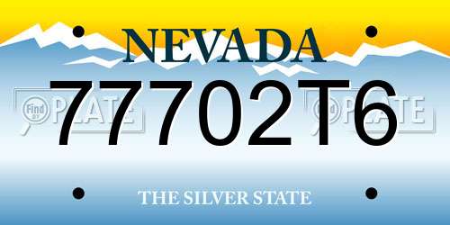 77702T6 Nevada License Plate