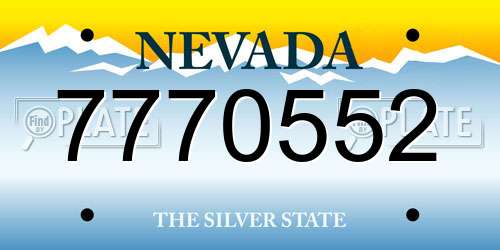 7770552 Nevada License Plate
