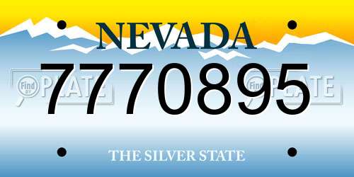 7770895 Nevada License Plate