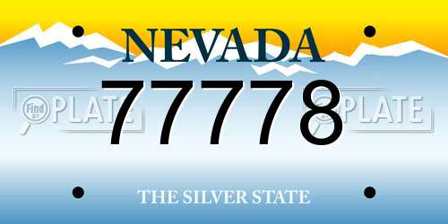 77778 Nevada License Plate