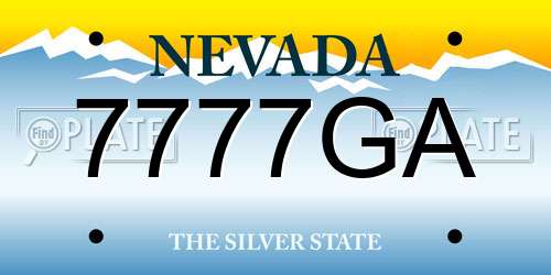 7777GA Nevada License Plate